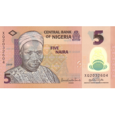 P38b Nigeria - 5 Naira Year 2009 (Polymer)